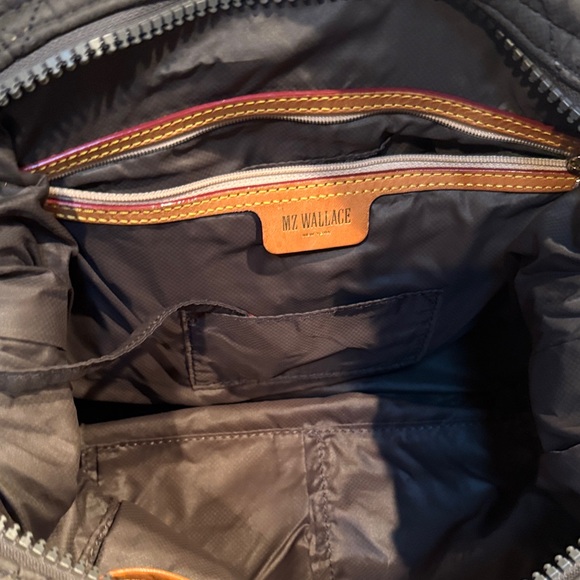 MZ Wallace Quilted Charcoal/Slate and Brown Bag - Picture 5 of 6